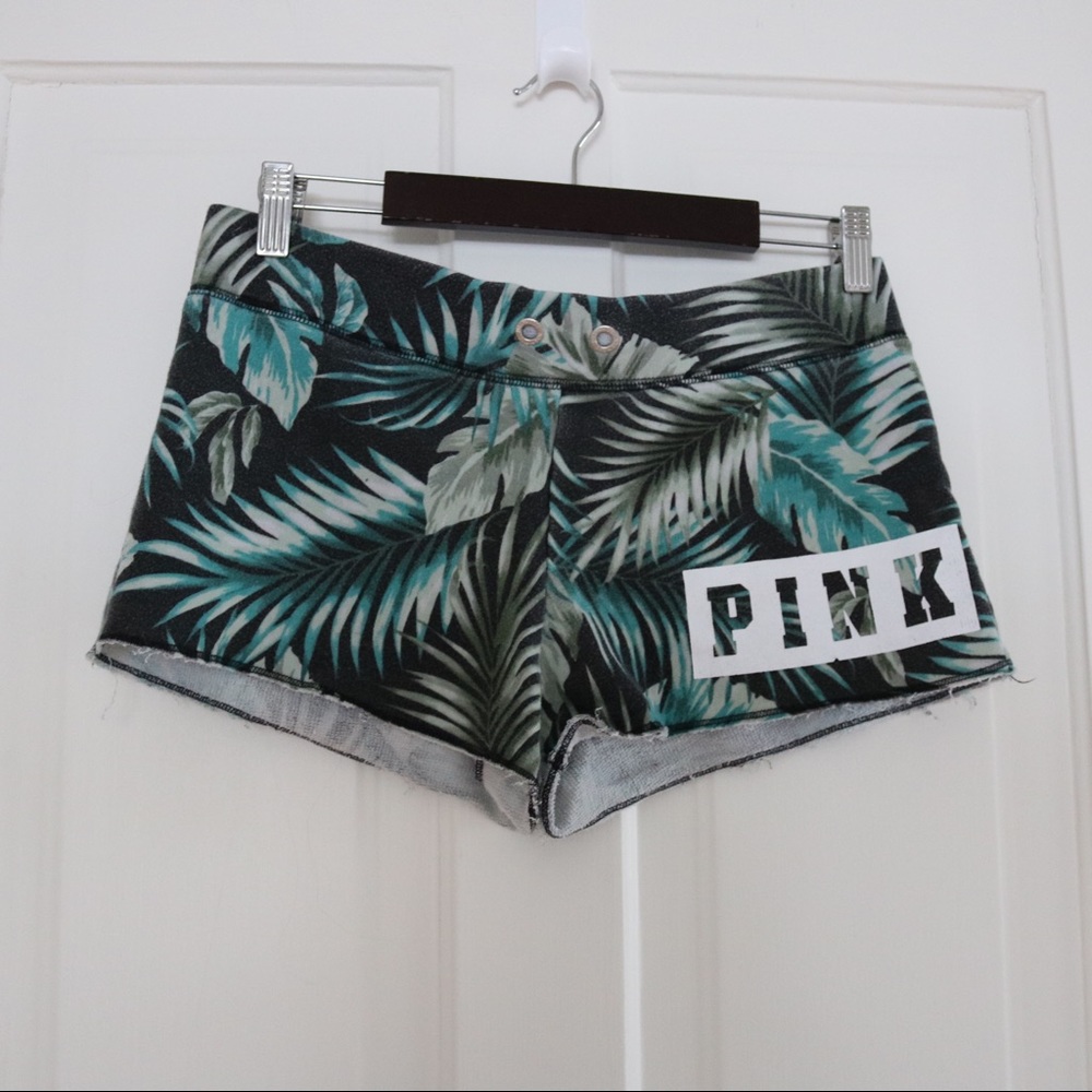 VS PINK tropical leaf shorts
